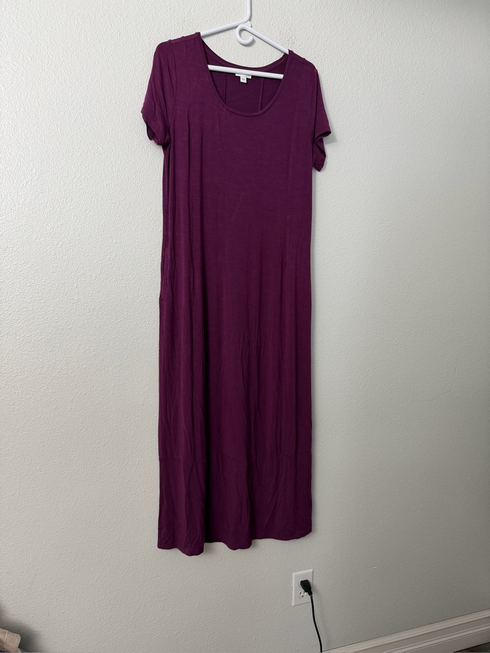 J. Jill Plum Short-Sleeve Scoop Neck Maxi Dress SZ M